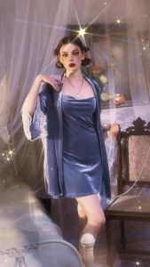 ชุดนอนผู้หญิง กระโปรง คอแกว่ง ผ้ามีความนุ่มสบาย พร้อมส่งจากไทย H9255