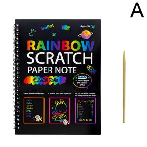 DIY Rainbow Scratch Paper Note Childrens Art Book Black Neon Color Drawing Card - Creative Kids Art Activity Book