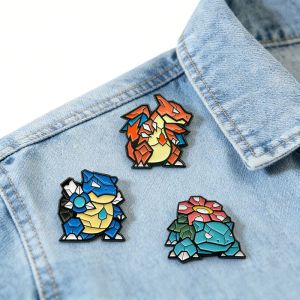 Bandai | New 3pcs Creative Anime Pokemon Isekai Monster Starters Brooch Badge Charizard Blastoise Venusaur Enamel Lapel Gifts For friends