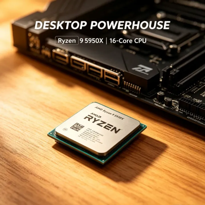 AMD | R9 5950X AMD Ryzen9 5950X 16‑Core Processor Socket AM4 Without Cooler Multi‑Task Desktop PC Processor