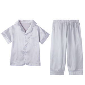 Girls Silk Sleepwear Ice Silk Home Clothes Set Teenage Childrens Summer Cooling Parent-Child Matching Outfits Long Sleeve Pajamas