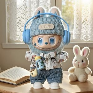 Labubu Kids Clothes 17cm Cartoon Style Soft Plush Fabric High Quality Energy Hope Collection Doll Outfit Second Third Generation
