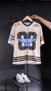 KHF | Jersey Vintage Number 82 Wanita Laki-Laki Cewek Futsal Bahan Dryfit Brazil Milano Full Printing Oversize Casual Rugby Retro Streetwear Hockey Retro NFL Bola Olahraga Boxyfit Pakaian