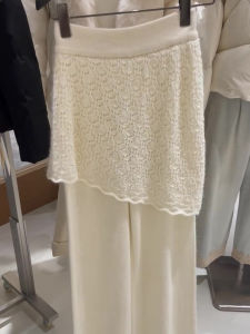 HUANJI | Lace Cutout Sweet and Versatile A-Line High Waist Half Skort
