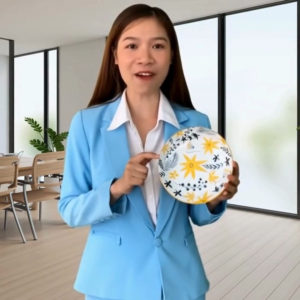 Combo 5 đĩa gốm sứ cao cấp hoạ tiết hoa 15cmđĩa gốm sứ cao cấp