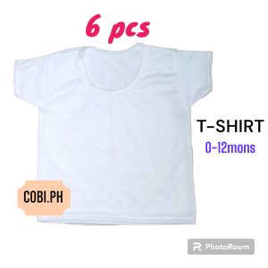 6pcs ordinary breathable fabric plain white t-shirt newborn infants clothes 0-12months