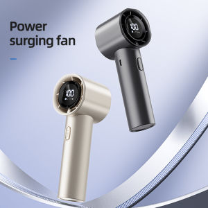 Mini Fan Rechargeable Handheld Jet Fan Strong Wind 5 Gear High-Speed Wind Digital Display Adjustable Turbo Fan Portable Lightweight Small Cooling Fan Digital Display Electric desk fan