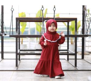 dress gamis anak thalita set pasmina 1-5 tahun bahan jersey zoya