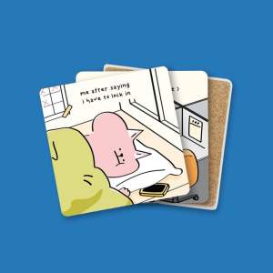 ByJolyn Adorable Ceramic Coasters 10x10cm Super Absorbent Diatomite Cork Base Protects Surfaces from Spills Ideal for Home Decor