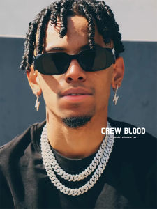 Hip Hop Diamond Encrusted 14mm Cuban Necklace Trendy Streetwear Gold Plated Silver Plated Alloy Chain Suitable for Men and Women