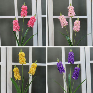 Lavender Hyacinth Artificial Flowers Three-Headed Bouquet Wedding Hall Decoration Silk Flower Art Table Centerpieces Hotel Soft Decor