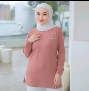 Kaosinn - Atasan Kaos Wanita Nameera basic logo | Lengan Karet panjang | Bahan Katun Combed 20s | Bisa Seragaman