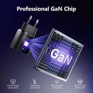 Sạc USB Kép 20W GaN Sạc Nhanh PD & QC 3.0 Kèm Cáp Type-C 1m Bộ Chuyển Đổi Du Lịch Cho iPhone 13/14/15 Samsung
