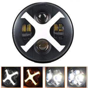7 inch LED X Style Motorcycle Headlight White/Amber Led Motorcycle Headlight for Street Glide Softail Heritage Road