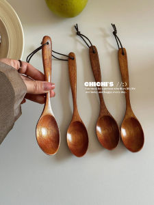 Simple Ins Style Drinking Spoon Lightweight Bamboo Straight Handle Dessert Spoon High Aesthetic Value for Home Use