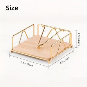 Gold Modern Napkin Holder for Table with Weighted Arm Square Metal Flat Napkin Holder Farmhouse Napkin Box Rustic Napkin Tray