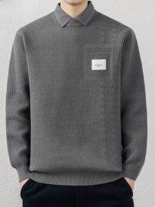 HENGYUANXIANG | High-End Integrated Fleece Sweater Mens Thickened Shirt Collar Knittedwear Fashion Urban Style Inner Wear Winter Season