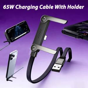 Cáp Sạc USB C To C 2IN1 PD 240W Tích Hợp Giá Đỡ Điện Thoại Sạc Nhanh Truyền Dữ Liệu Có Thể Gập Lại Dành Cho iPhone 17