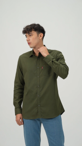 EDWIN JEANS - ELMO GREEN OLIVE Kemeja Lengan Panjang Pria - Top Man Shirt