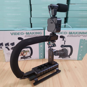 STTKGZD | Universal Photography Video Handheld Vlog Stand Stabilizer Kit LED Light Microphone Remote Shutter Phone Camera Video Recording
