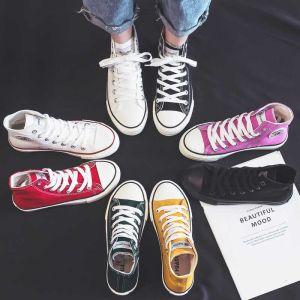 Classic Canvas Shoes for Women Large Size 41-43 Casual Style with Cross Strap High Side Vulcanization Process Rubber Sole