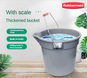 original Rubbermaid pail bucket timba 10L 2963-GRAY Brute Bucket thickened Extra Thick Food Grade Plastic cleaning plastic bucket with scale pail with spout Timba with Handle Multipurpose Bucket