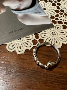 แหวนเปิดทรงลูกบอลเงินแท้ S925 ขนาดไม่เท่ากัน แหวนเงินเงาสดใส แหวนแฟชั่นสำหรับผู้ชายและผู้หญิง