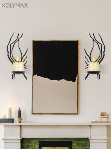 Retro European Iron Art Candle Holder Wall Mounted Home Restaurant Decorative Lighting Candle Props French Candlestick Base