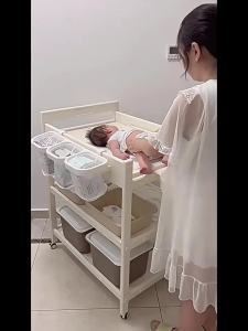 Diaper-Changing Table Baby Care Desk Multifunctional Shower Baby Bed Movable Newborn Changing Bath Feeding Table