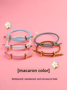 Adjustable Macaron Color Series Wire Rope Carrying Strap Waterproof This Animal Year Red Rope Rope Bracelets for Men and Women Wear Transfer Beads