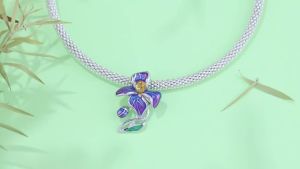 MISEFF S925 Sterling Silver Charm Purple Flower Pendant Fit Original Bracelet Necklace Jewelry Making DIY Mothers Day Gifts