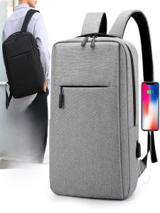 Mens Casual Travel Commuting 17.3 Inch Laptop Bag Double Shoulder Bag Waterproof Nylon Business Scene Pure Color Backpack