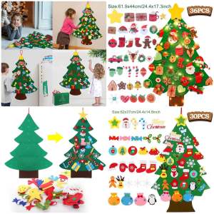 ต้นคริสมาส มีไฟประดับ DIY งานผ้าสักกะหลาด ส่งคละลาย