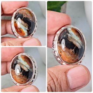 cincin batu akik Garut motif kembang natural realpic