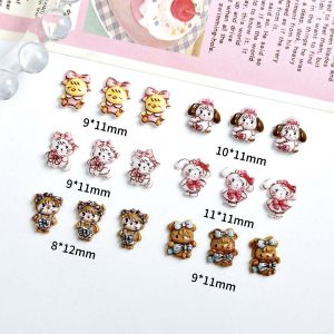 30PCS Kawaii Creative Rabbit Bear Resin Nail Art Decorations 3D Cartoon Cat Puppy Chick Animal Nail Charms for DIY Nails Designs