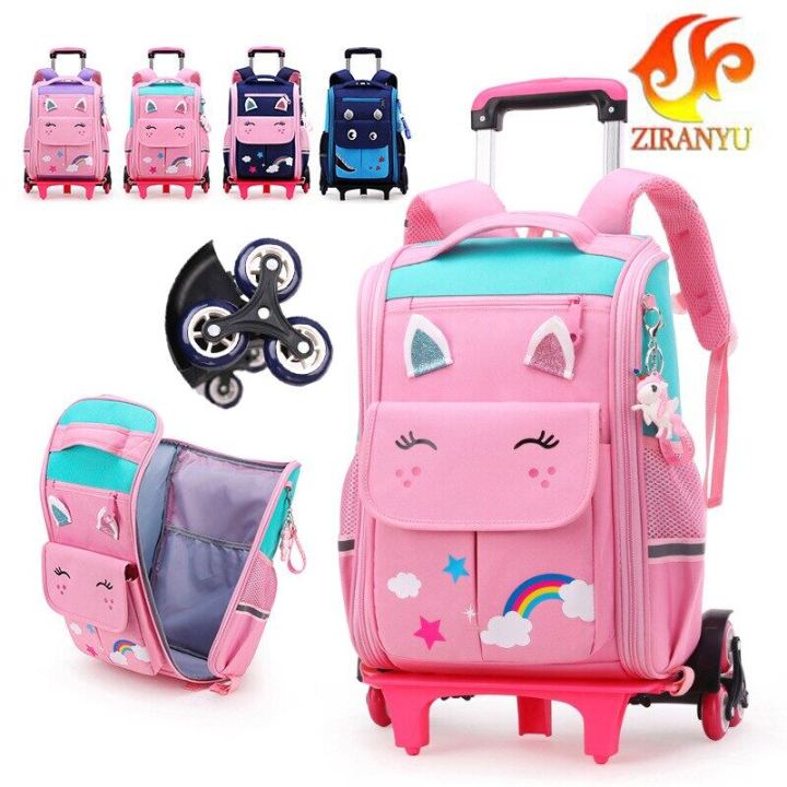 ZIRANYU NEW  Big Capacity Trolley school Bag for  kids Girls School Rolling Backpacks Wheels detachable boys school bag Kids Trolley case book bag