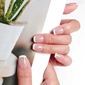 10pcs Handmade Nude Pink French Press on Nails Short Full Cover Wearable Reusable Elegant False Nails 2026 for Office