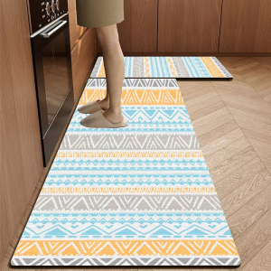 VIKAMA Boho Geometric Stripe Runner Rug Oil Proof Non Slip Washable Mat Sink Stove Farmhouse Home Deco