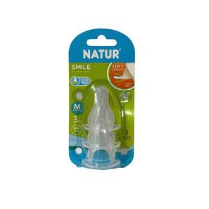 BABYPLUS2 NATUR จุกนมคอแคบรุ่นSMILE1แพคมี3ชิ้น