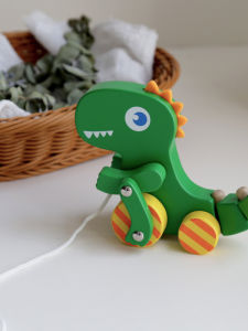 Educational Pull Toy Wooden Dinosaur