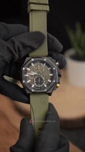 Jam Tangan Pria Alexandre Christie Chronograph AC 9601 GCRIPGNYL Black Dial Green Rubber Strap