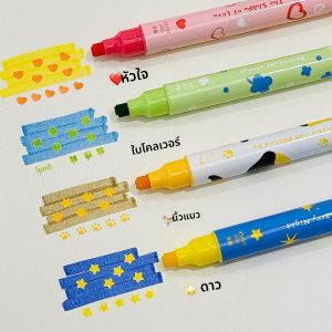 ปากกาฟลูออเรสเซนต์สองหัวความจุขนาดใหญ่ ปากกาบันทึกสีสันสดใสสำหรับนักเรียน ปากกาบันทึก เครื่องมือเขียน ปากกาที่ระบายสี