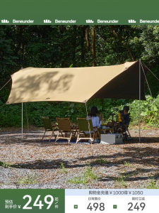 Beneunder Outdoor Camping Sunshade Tent Mat Black Glue No Construction Needed Portable Picnic Canopy Shelter Polyester Fabric