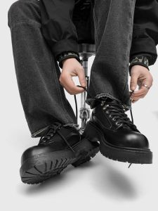 Fashionable Thick Bottom Platform Derby Shoes Mens Casual Shoes Increased Height Design Trendy Comfortable Leather Shoes