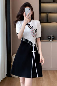 Summer 2024 High Waist Tassel Embroidered Maxi Dress Flared A-Line Silhouette Korean Style plus Size Womens Fashion Skirt