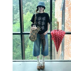 V.C.I | Retro American High Waist Petite Womens Wide Leg Shorts