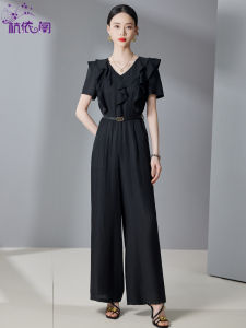 Elegant Fashion Slimming One-Piece Pants Womens Summer High Waist Wide Leg Jumpsuit Integrated Design Stylish Trendy