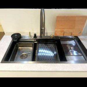Kitchen Sink 8545 Luxury Black Kran Tarik Water Fall Bak Cuci Piring Hitam Wastafel 1 Lubang Model Bolzano Onan Ichsan Isan Modena Teka