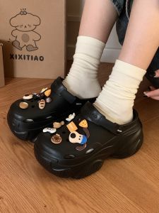 รองเท้าแตะ EVA ลายสุนัข ทรงหนา สำหรับผู้หญิง สวมใส่กลางแจ้งในช่วงฤดูร้อน รองเท้าแตะแบบสวมส้นเตี้ยพื้นยางลายสุนัข