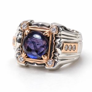 Natural Ceylon Bluish Purple sapphire 5.17 carat Certified silver handmade suasa ring